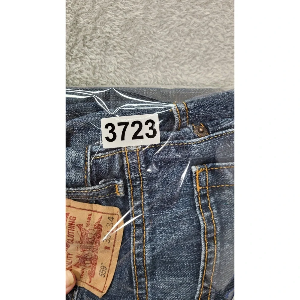 Levis 559 Relaxed Straight Jeans Mens 33x34 Medium Wash Blue 100% Cotton Denim